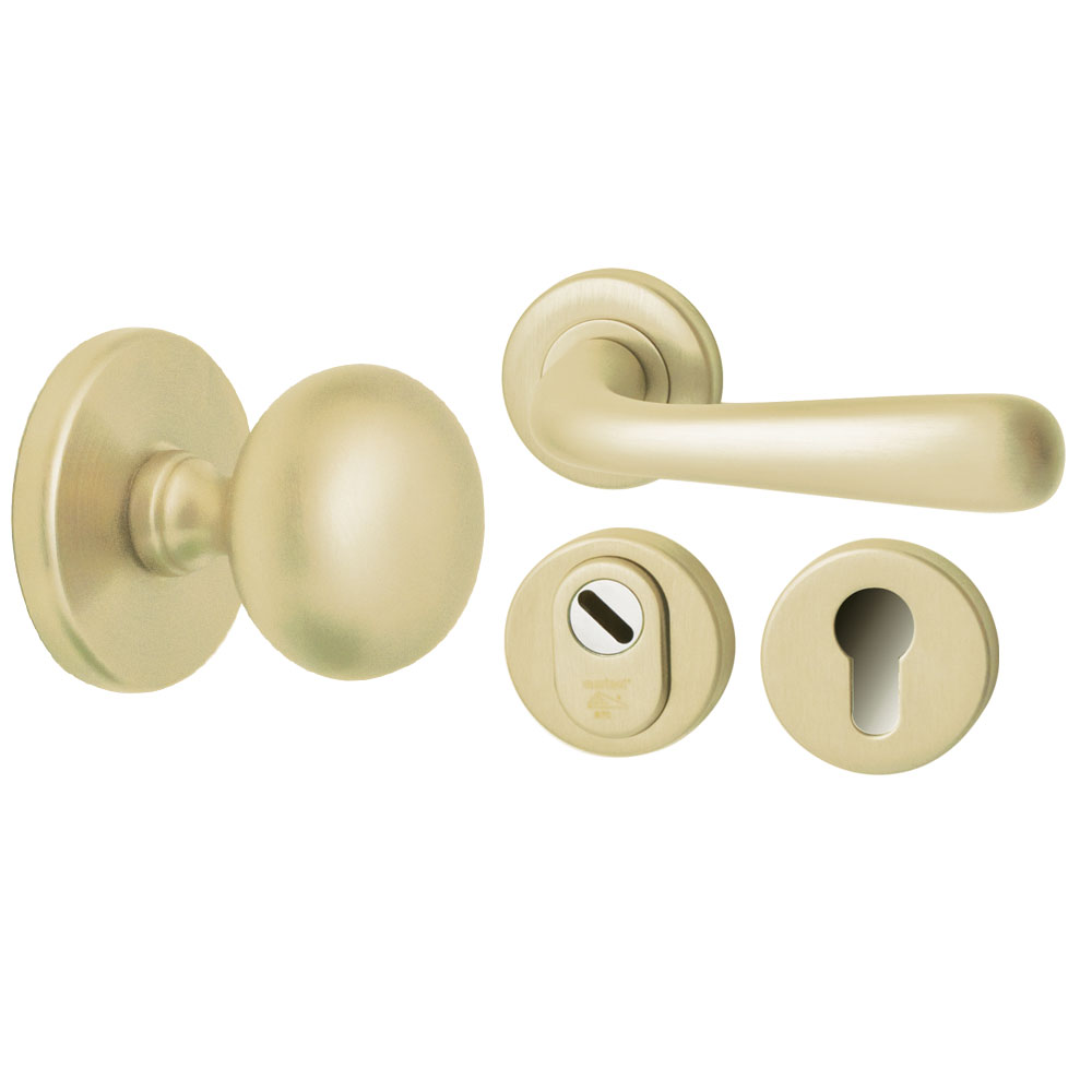 Voordeurset Iris/Silvia 3-delig rechtswijzend - PVD champagne goud