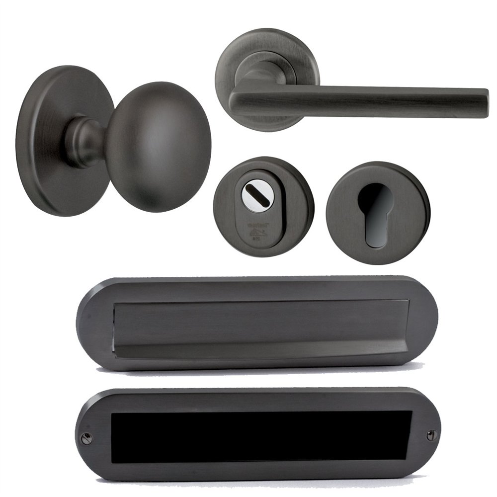 Voordeurset Iris/Sara compleet rechtswijzend - PVD gun metal