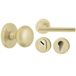 Voordeurset Iris/Sara 3-delig linkswijzend - PVD champagne goud