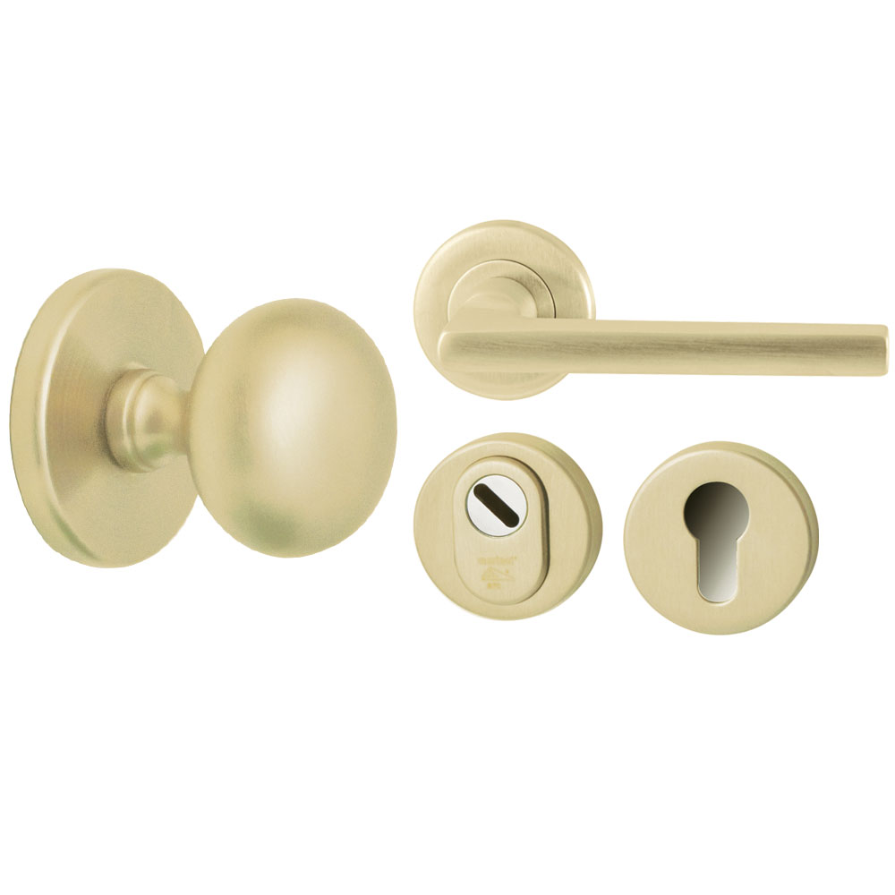 Voordeurset Iris/Sara 3-delig linkswijzend - PVD champagne goud
