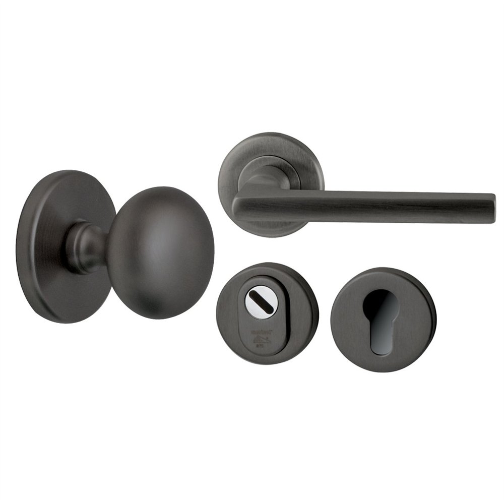 Voordeurset Iris/Sara 3-delig linkswijzend - PVD gun metal