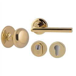 Voordeurset Iris/Sara 3-delig linkswijzend - PVD messing