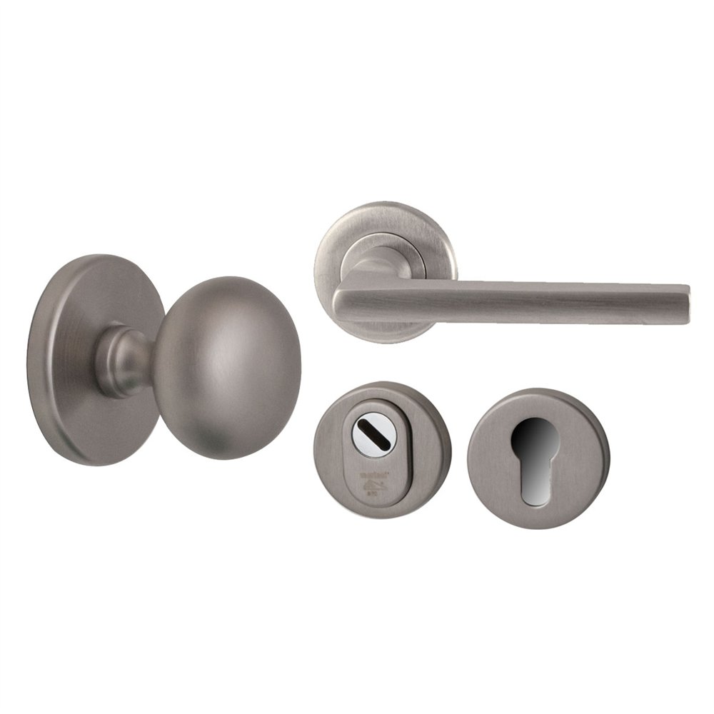 Voordeurset Iris/Sara 3-delig linkswijzend - PVD Inox