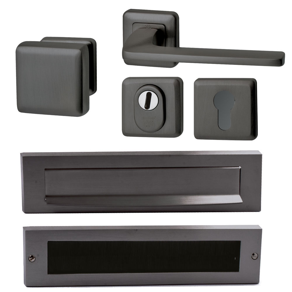 Voordeurset Charley/Zenith compleet rechtswijzend - PVD gun metal