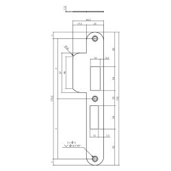 Intersteel sluitplaat voor veiligheidsslot SKG** profielcilindergat 55 mm DIN rechts RVS