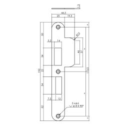Intersteel sluitplaat voor veiligheidsslot SKG** profielcilindergat 55 mm DIN links RVS