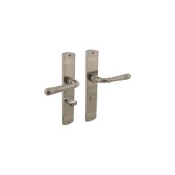 Intersteel Deurkruk Helena op langschild met toilet-/badkamersluiting 63/8 mm - nikkel mat
