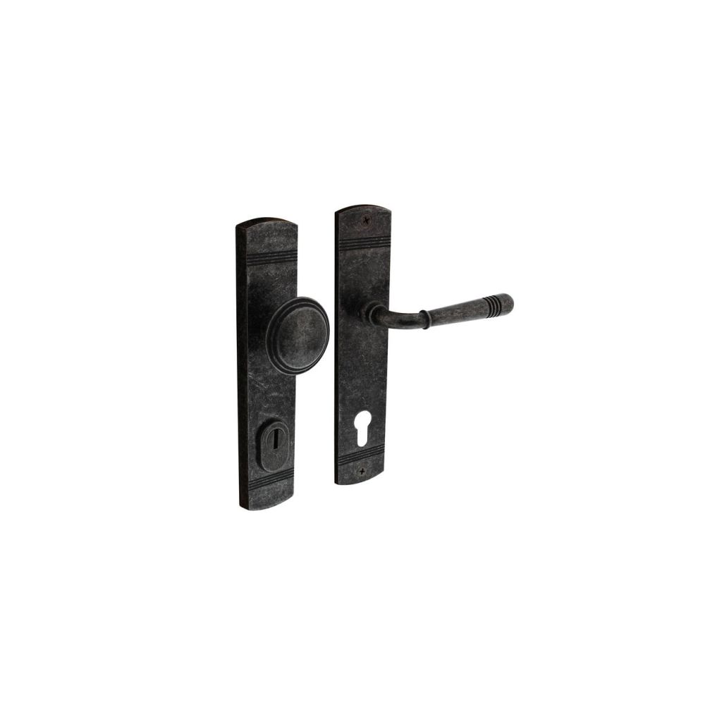 Intersteel voordeurbeslag Helena PC92mm met kerntrekbeveiliging - oud grijs