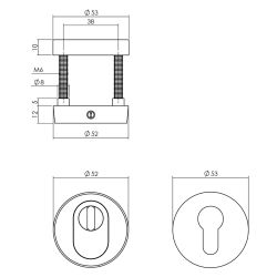 Intersteel voordeurset veiligheidsbeslag 3-delig SKG3*** rond - RVS