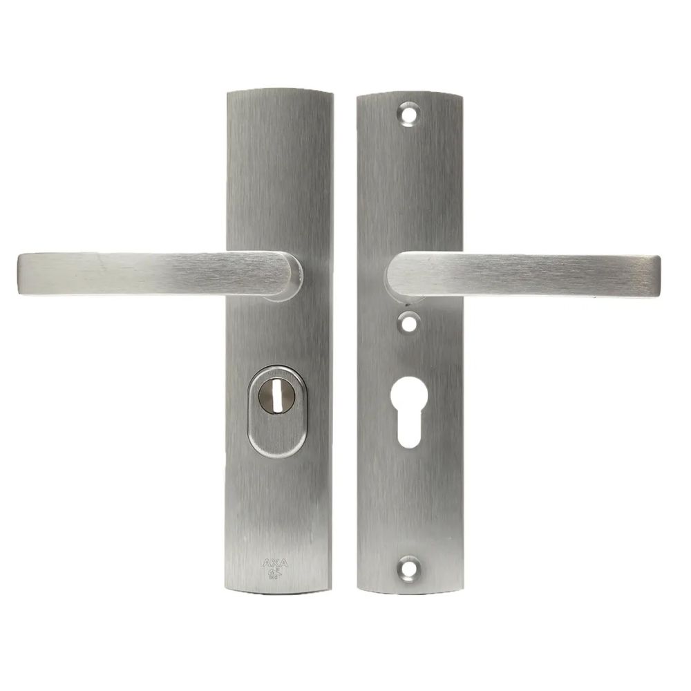 AXA Curve Plus veiligheidsbeslag achterdeur gebogen schild Blok-kruk PC55 met kerntrekbeveiliging SKG3 - aluminium