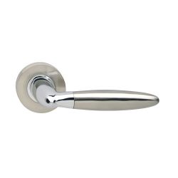 Deurkruk 1682 Elen op rond rozet 7mm nokken chroom/nikkel mat