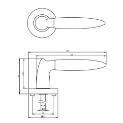 Deurkruk 1682 Elen op rond rozet 7mm nokken chroom/nikkel mat