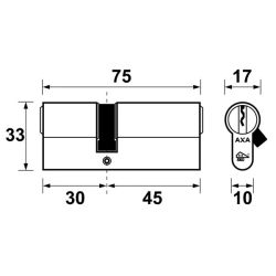AXA Security SKG** dubbele veiligheidscilinder verlengd 30-45 mm - vernikkeld