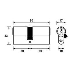 AXA Security SKG** dubbele veiligheidscilinder verlengd 30-60 mm - vernikkeld