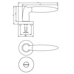 Deurkruk 1682 Elen op rond rozet 7mm nokken met WC8mm chroom/nikkel mat