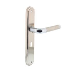 Deurkruk 1683 Agatha op langschild sleutelgat 56mm chroom/nikkel mat 
