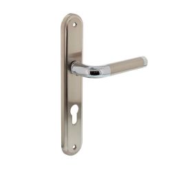 Deurkruk 1683 Agatha op langschild profielcilinder 72mm chroom/nikkel mat 