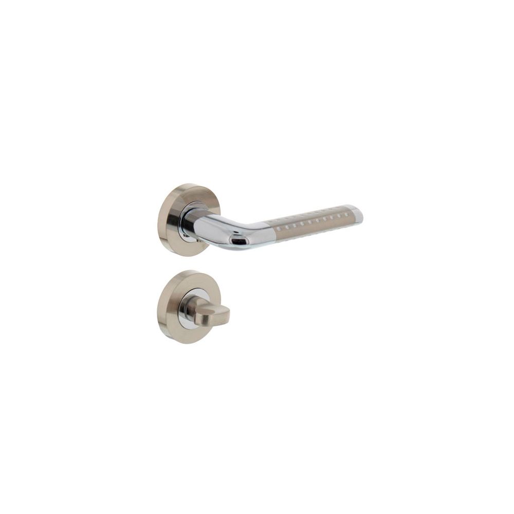 Deurkruk 1684 Marion op rond rozet 7mm nokken met WC8mm chroom/nikkel mat