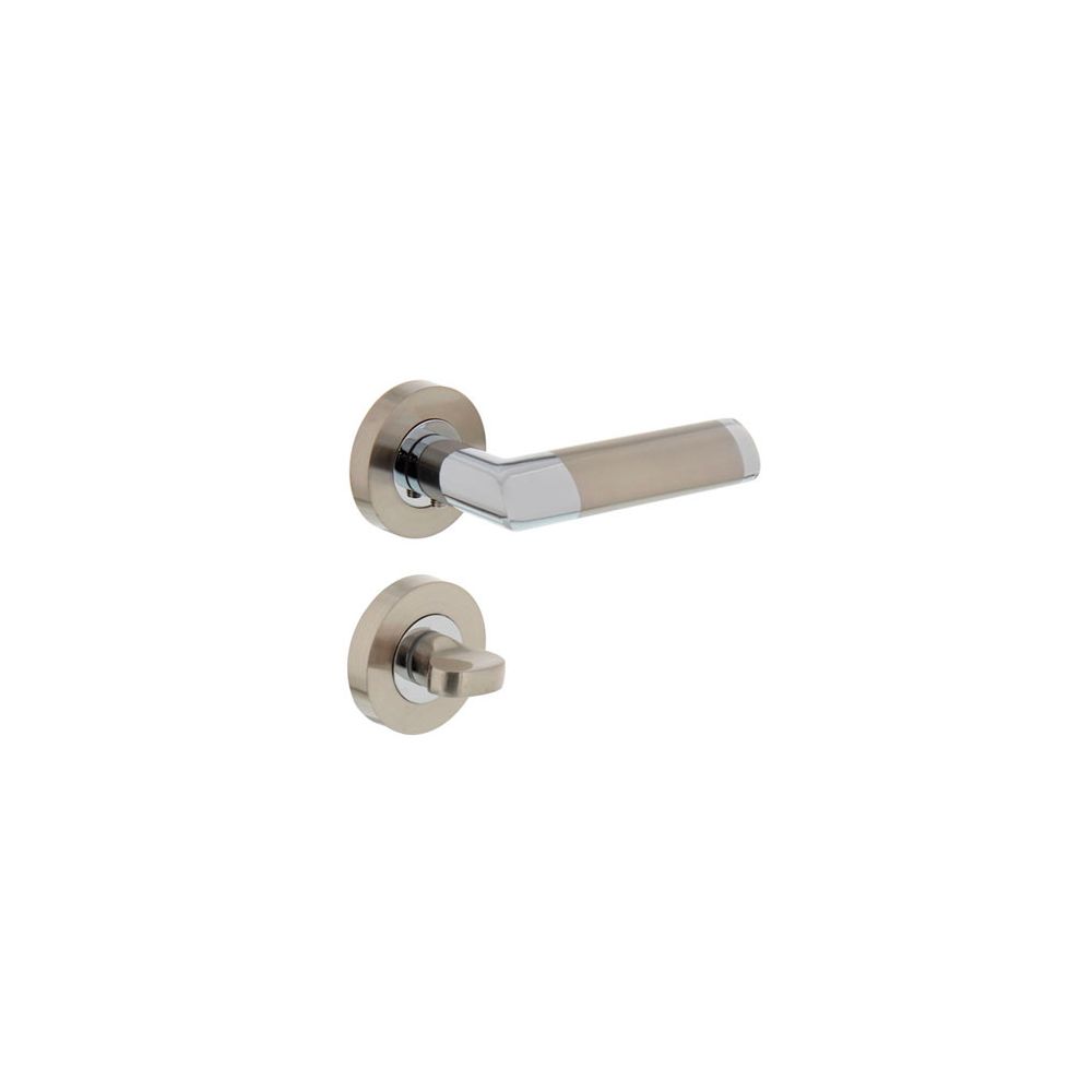 Deurkruk 1685 Nicol op rond rozet 7mm nokken met WC8mm chroom/nikkel mat