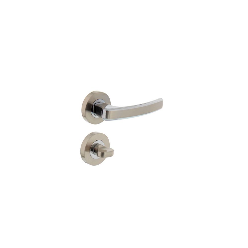 Deurkruk 1689 Blok op rond rozet 7mm nokken met WC8mm chroom/nikkel mat