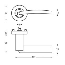 Deurkruk 1697 Sylvia op rond rozet 7mm nokken chroom/nikkel mat