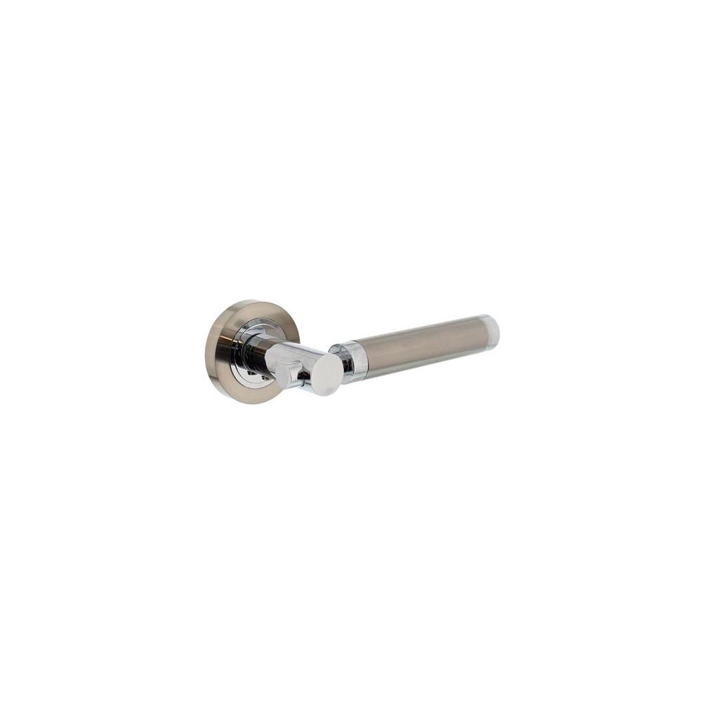 Deurkruk 1698 Birgit op rond rozet 7mm nokken chroom/nikkel mat