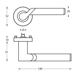 Deurkruk 1701 Casper op rond rozet 7mm nokken chroom/nikkel mat