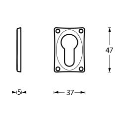 Profielcilindergat plaatje vierkant verlengd chroom mat