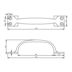 Handgreep op vierkante voet 130mm nikkel