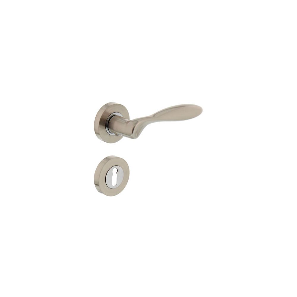 Deurkruk 1695 George op rond rozet 7mm nokken met sleutelgat plaatjes nikkel mat