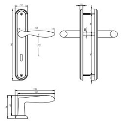 Deurkruk 1695 George op langschild sleutelgat 72mm nikkel mat 