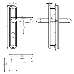 Deurkruk 1695 George op langschild profielcilinder 72mm nikkel mat 