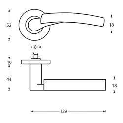 Deurkruk 1700 Bryan op rond rozet 7mm nokken chroom/nikkel mat