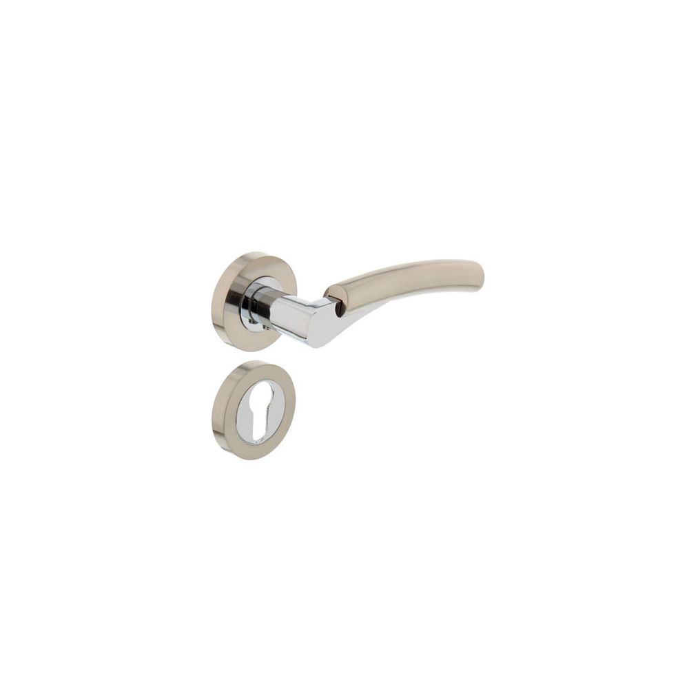 Deurkruk 1700 Bryan op rond rozet 7mm nokken met profielcilindergat plaatjes chroom/nikkel mat