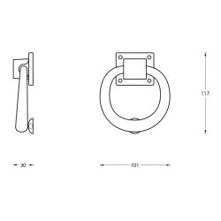 Deurklopper rond 107mm mat zwart