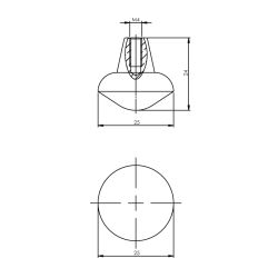 Knop punt rond 25mm mat zwart