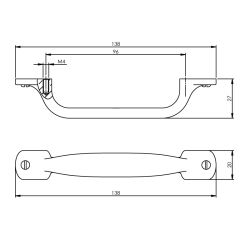 Handgreep kort 96mm zwart