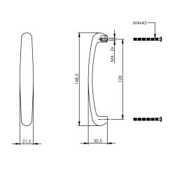 Greep met bolle voet 128mm mat zwart