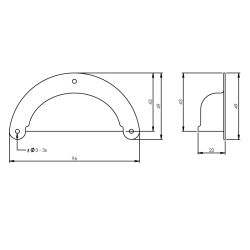 Schelpgreep 96x43mm zwart