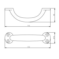 Greep geperst 115mm zwart