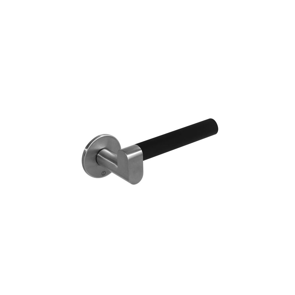 Deurkruk 0732 Dock Black met rozet rond plat verdekt RVS 