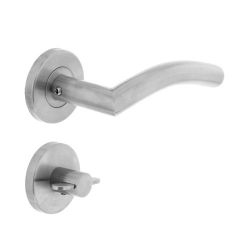 Deurkruk Lisa/hoek 90°op rozet met WC8mm neutraal RVS 