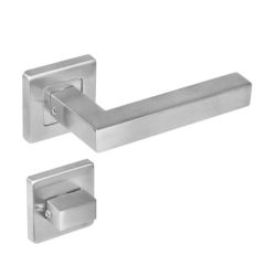 Deurkruk 1249 Vierkant op rozet vierkant met WC8mm RVS  
