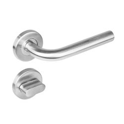 Deurkruk 1270 Recht op rond rozet staal met 7mm nok met WC 8mm RVS 
