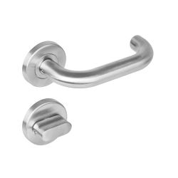 Deurkruk 1271 Rond op rond rozet staal met 7mm nok met WC 8mm RVS 
