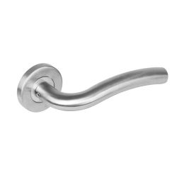 Deurkruk 1275 Lisa op rond rozet staal met 7mm nok RVS 
