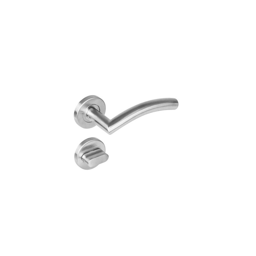 Deurkruk 1276 Lisa 90°op rond rozet staal met 7mm nok met WC 8mm RVS 
