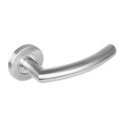 Deurkruk 1277 half rond 90°op rond rozet staal met 7mm nok RVS 
