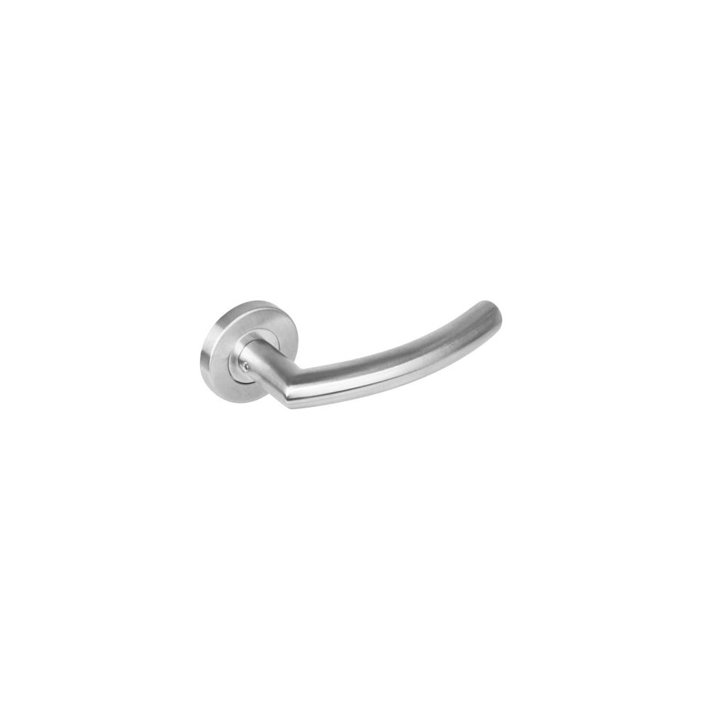 Deurkruk 1277 half rond 90°op rond rozet staal met 7mm nok RVS 
