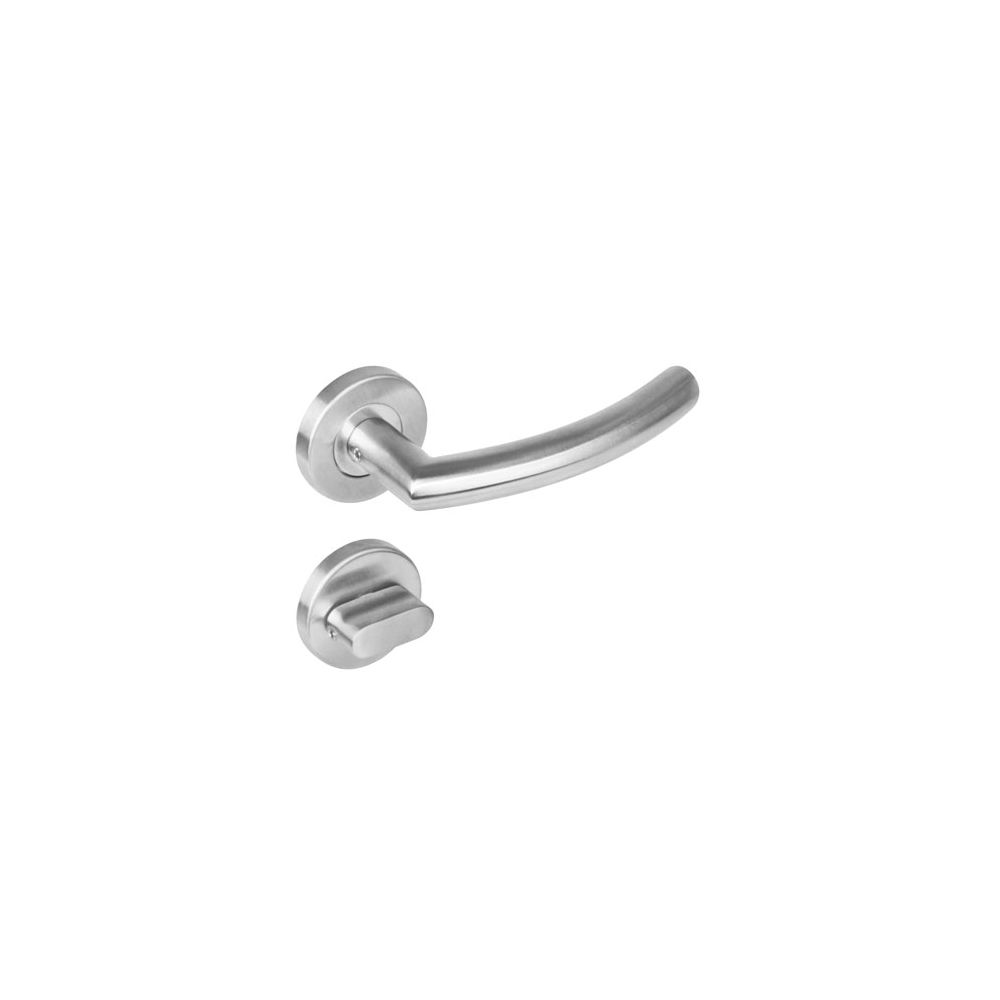 Deurkruk 1277 half rond 90°op rond rozet staal met 7mm nok met WC 8mm RVS 